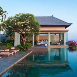 Umana Bali, LXR Hotels & Resorts Bali Honeymoon Packages Presidential Villa Exterior Sunset