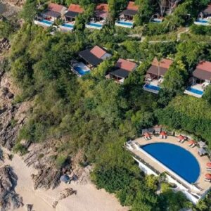 Garrya Tongsai Bay Samui Maldives Honeymoon Packages Half Moon Pool Aerial View