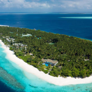 Amilla Fushi Maldives Honeymoon Packages Aeriel View Island