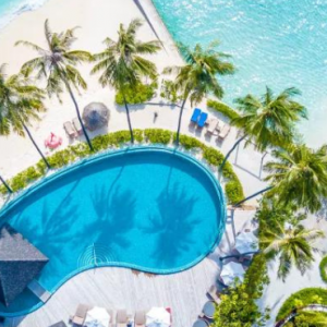 Centara Grand Island Resort And Spa Maldives Maldives Honeymoon Packages Aerial View Of Pool1